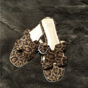 a new day Leopard-Print Sandals in Brown and Black